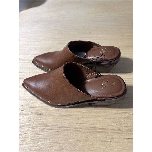 Time And Tru Women’s Block Heel Mule Brown Clogs Size 9 With Studs New With Tags - Picture 6 of 8